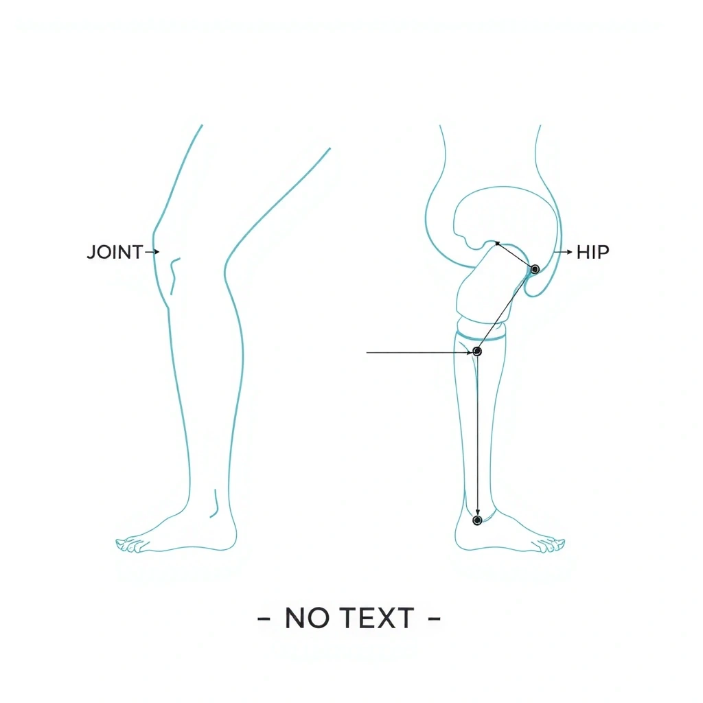 Anatomische Diagramme von Knie und Hüfte